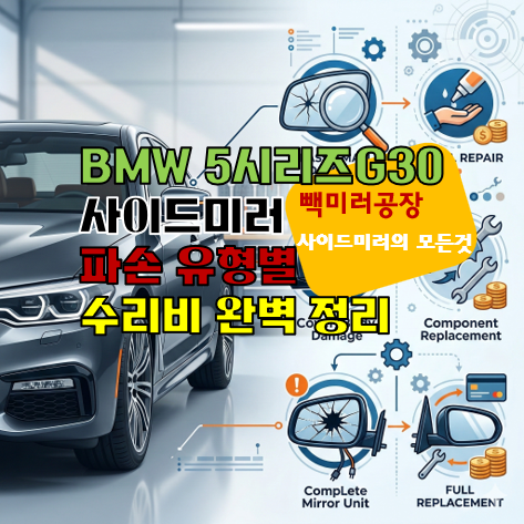 BMW&nbsp;5시리즈&nbsp;G30&nbsp;사이드미러&nbsp;파손&nbsp;유형별&nbsp;수리비&nbsp;완벽&nbsp;정리