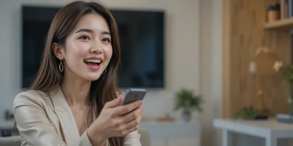 미스트롯4 방송에 기대하며 리모컨을 든 여성