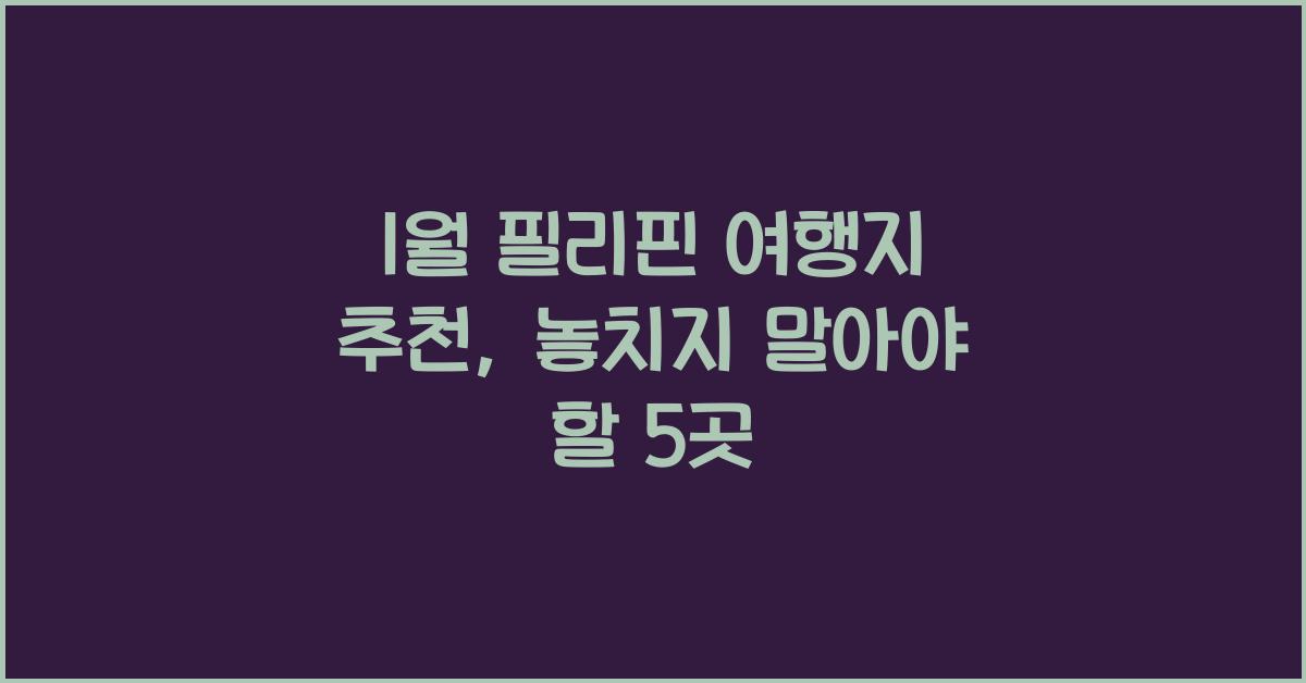 1월 필리핀 여행지 추천