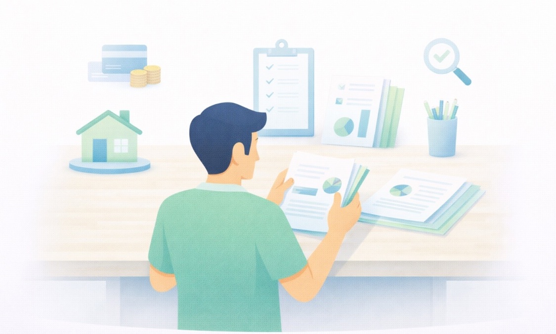 주택담보대출 승인 준비를 위해 서류와 조건을 점검하는 이미지