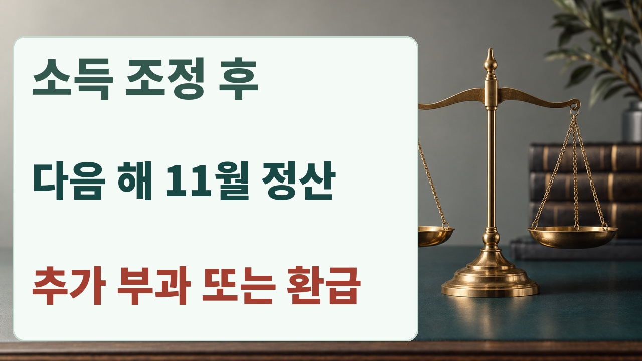 소득 조정 후 다음 해 11월에 추가 부과 또는 환급을 정산한다는 안내