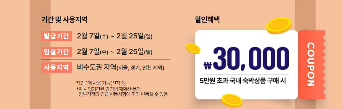 3월 국내 여행 지원금 받고 예약하기