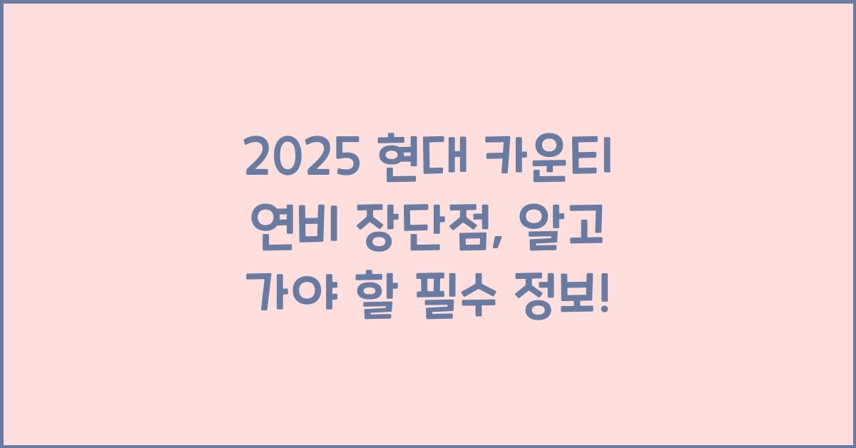 2025 현대 카운티 연비 장단점