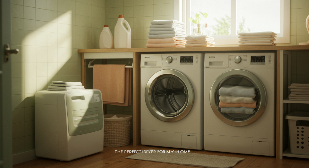 다양한 크기의 건조기가 놓인 깔끔한 다용도실, 우리 집에 맞는 건조기 선택 가이드