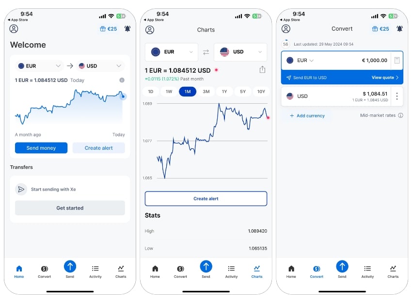각국 통화 확인 가능한 XE 통화 앱
