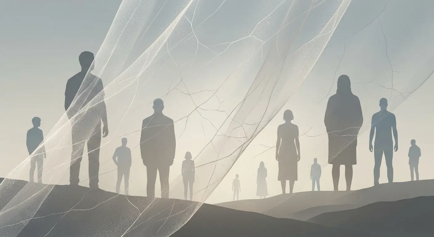 An illustration showing cracks appearing in the concept of fairness behind the veil of ignorance