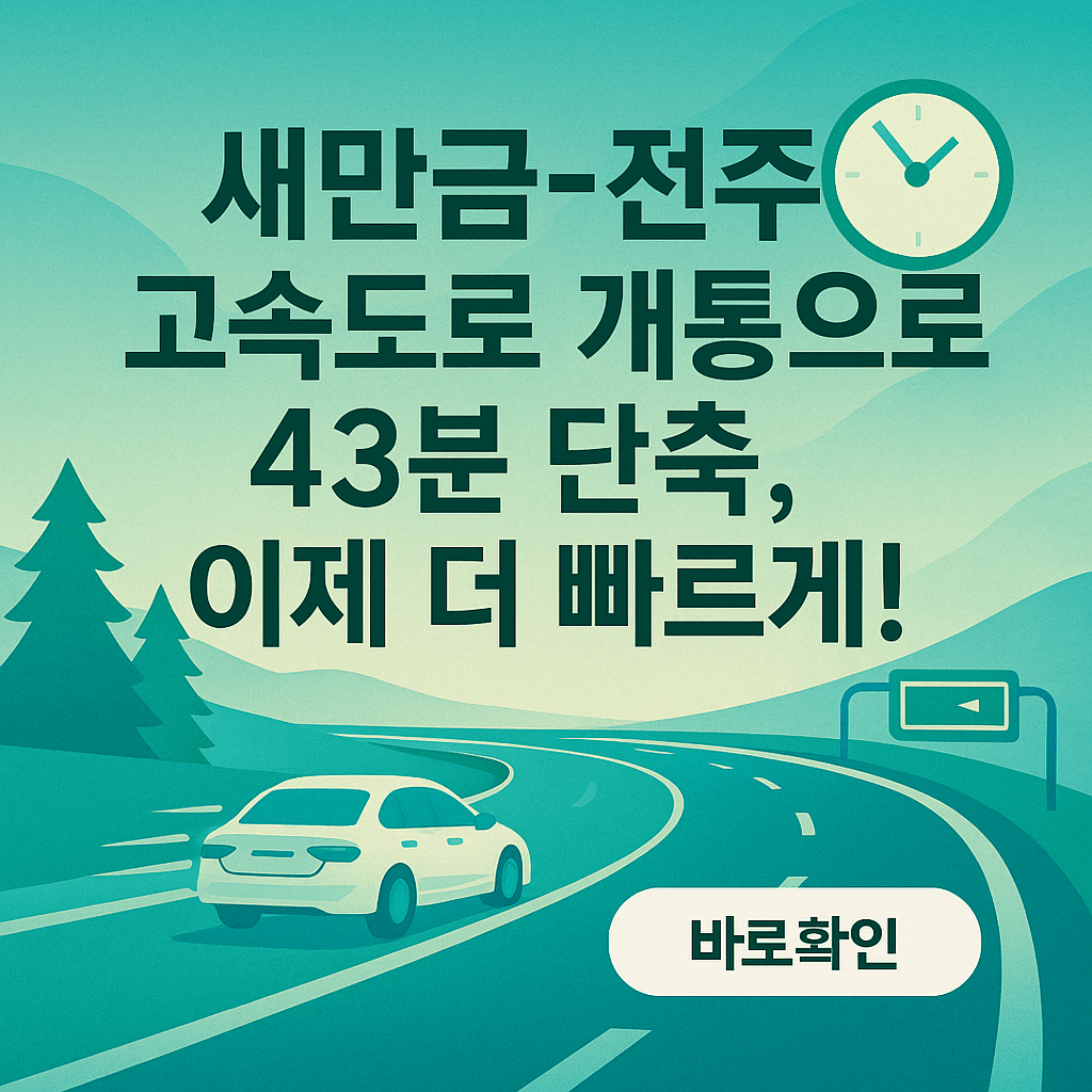 새만금-전주 고속도로 개통으로 43분 단축, 이제 더 빠르게!