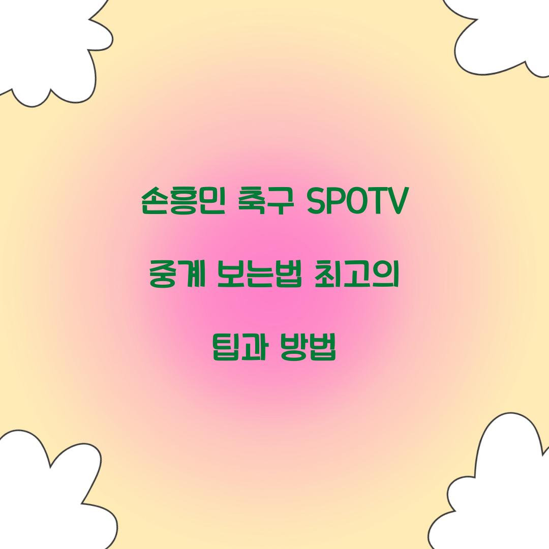 손흥민 축구 SPOTV 중계 보는법