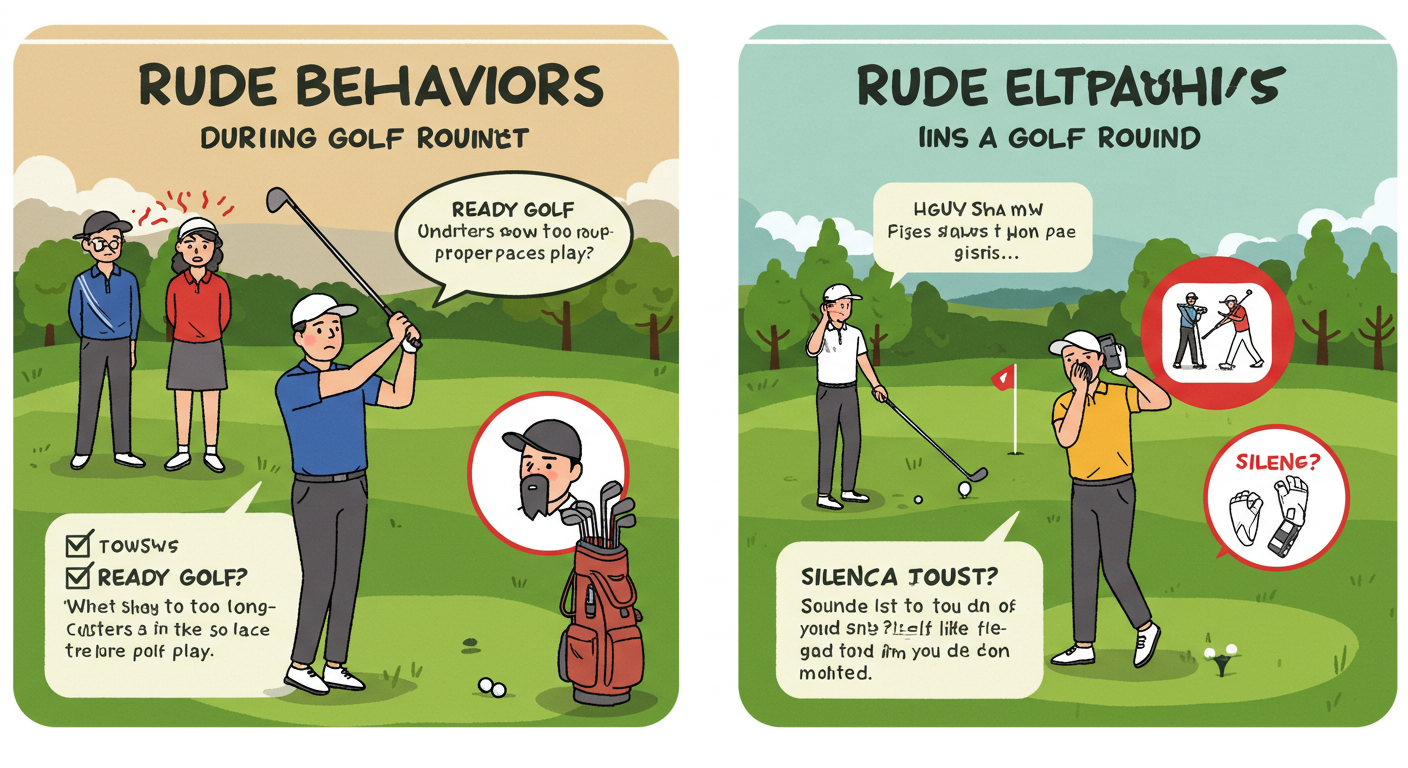 골프 라운드 중 비매너 행위 총정리! 🚩 꼭 알아야 할 골프 예절 (느린 플레이, 큰 소리, 통화, 운전 비매너, 공 찾는 시간)