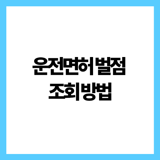 운전면허 벌점 조회방법