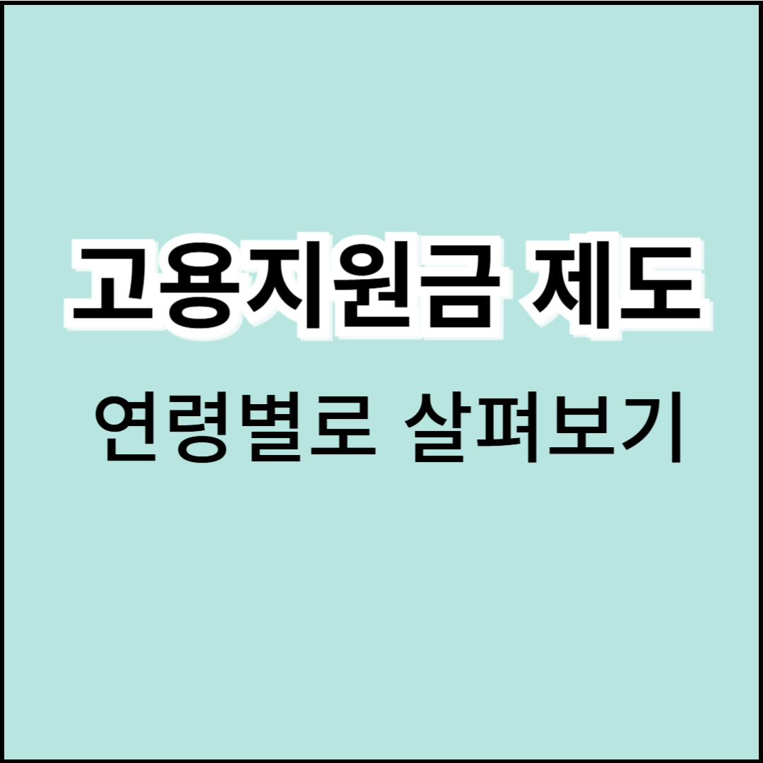 연령별로 살펴보는 고용지원금 제도