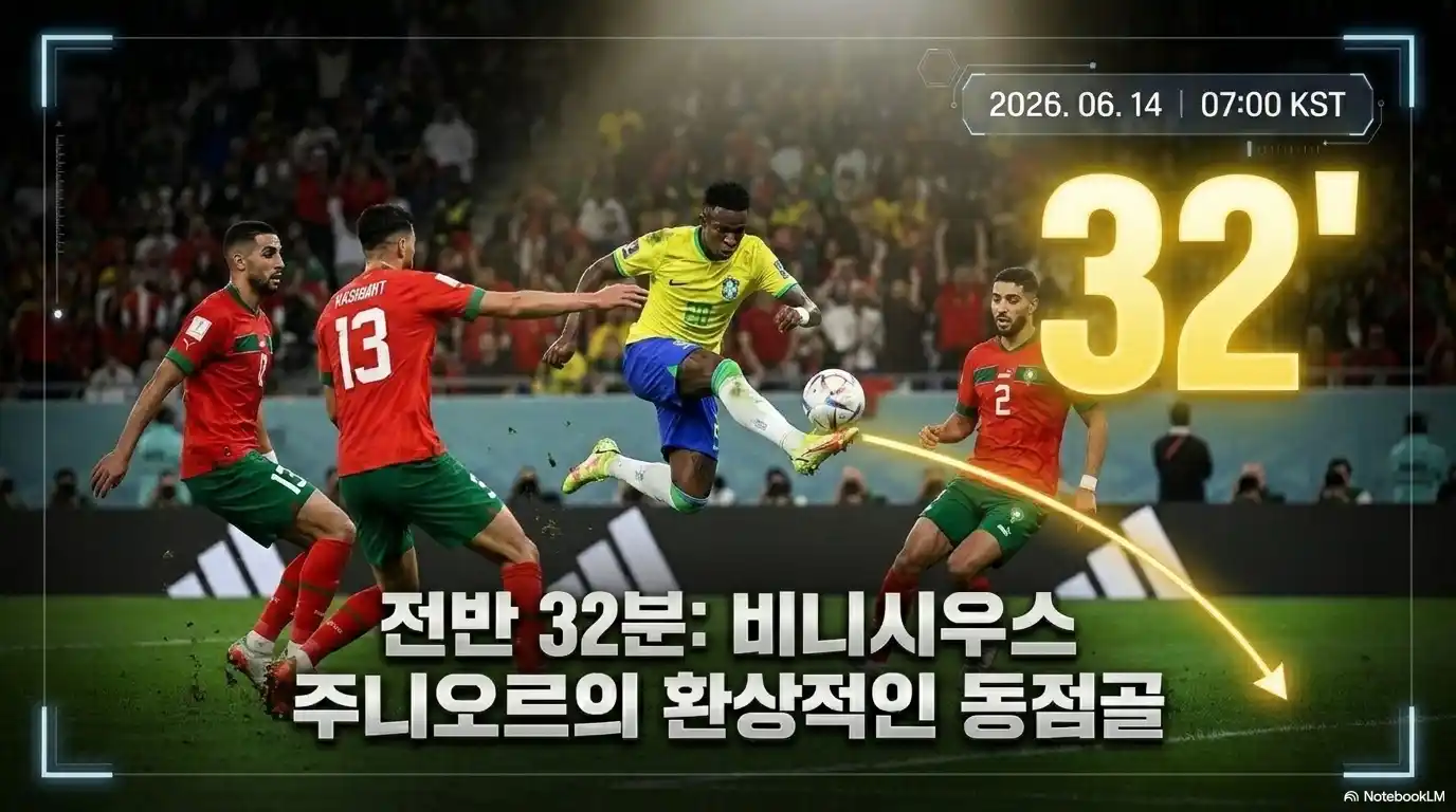 2026 월드컵 브라질 모로코 전반 32분 비니시우스 주니오르 동점골 장면