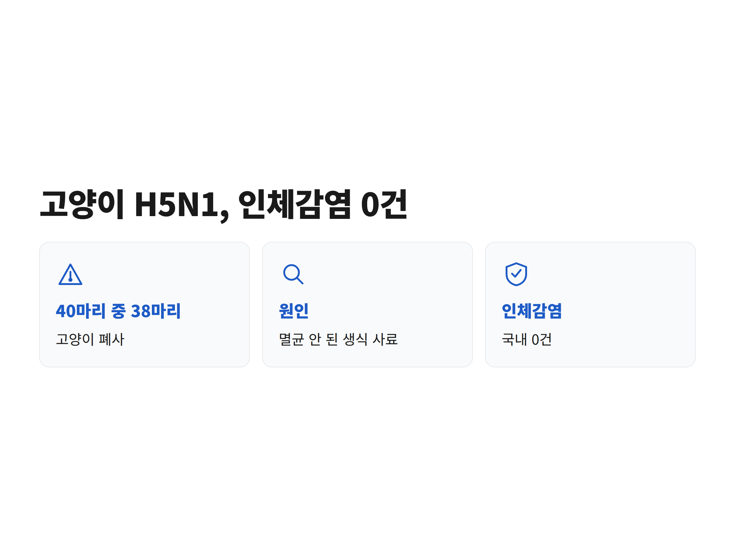 2023년 서울 고양이 H5N1 발생부터 원인 확인과 인체감염 0건까지의 과정을 정리한 그림