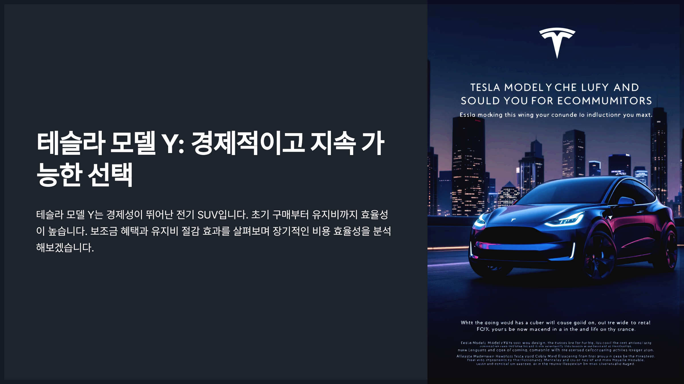 테슬라 모델 Y: 경제적이고 지속 가능한 선택