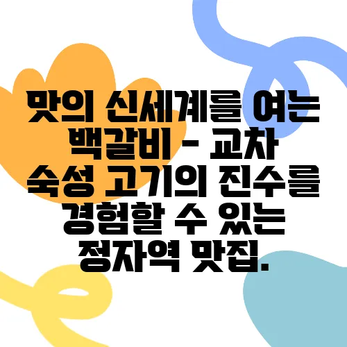 맛의 신세계를 여는 백갈비 - 교차 숙성 고기의 진수를 경험할 수 있는 정자역 맛집.