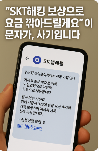SKT 해킹 보상으로 요금 깍는다는 사기 조심하세요