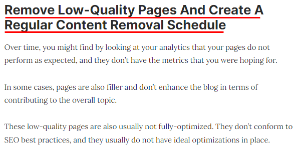저품질 페이지 제거 및 정기적인 콘텐츠 업로드 이미지