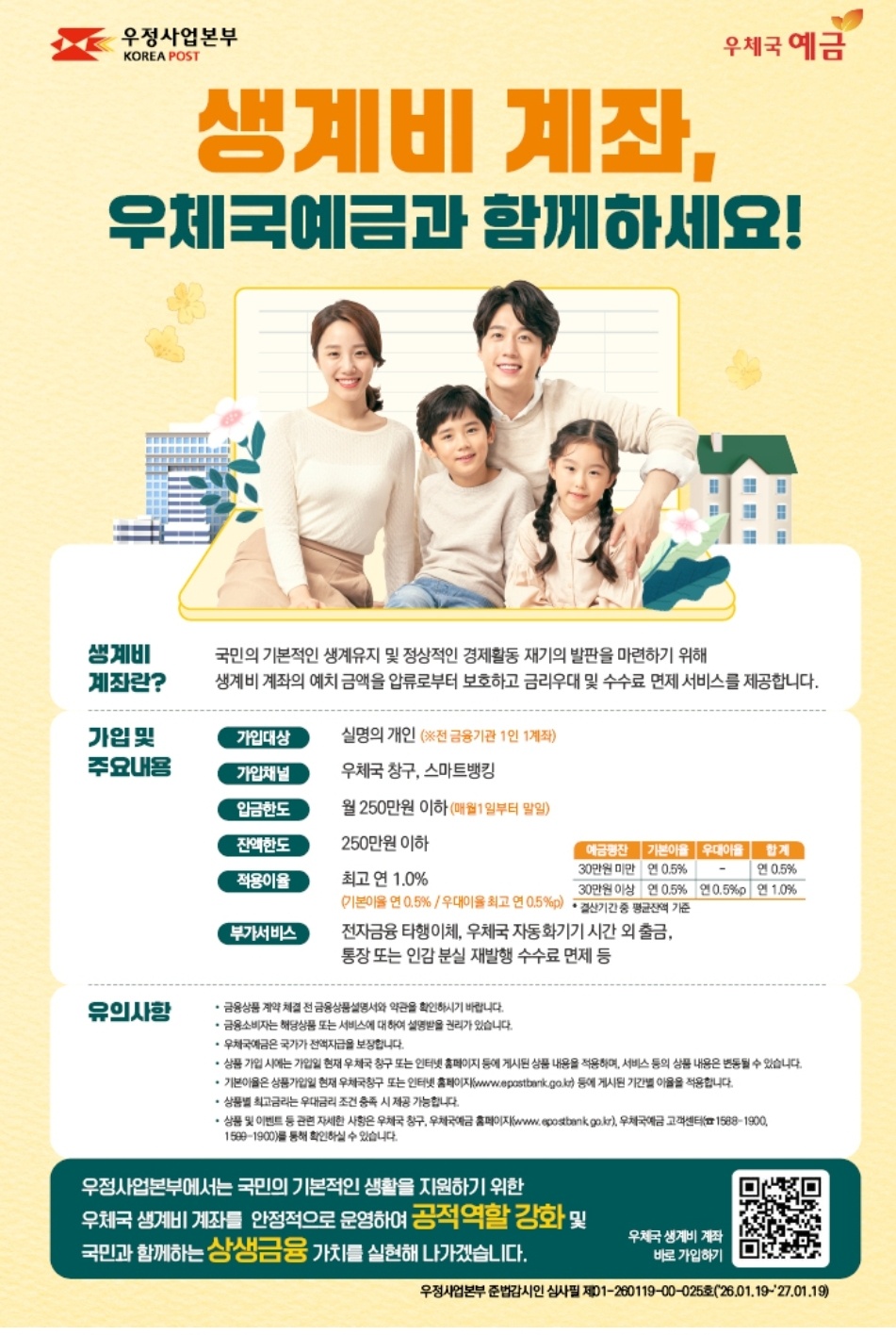 우체국 생계비 계좌 개설