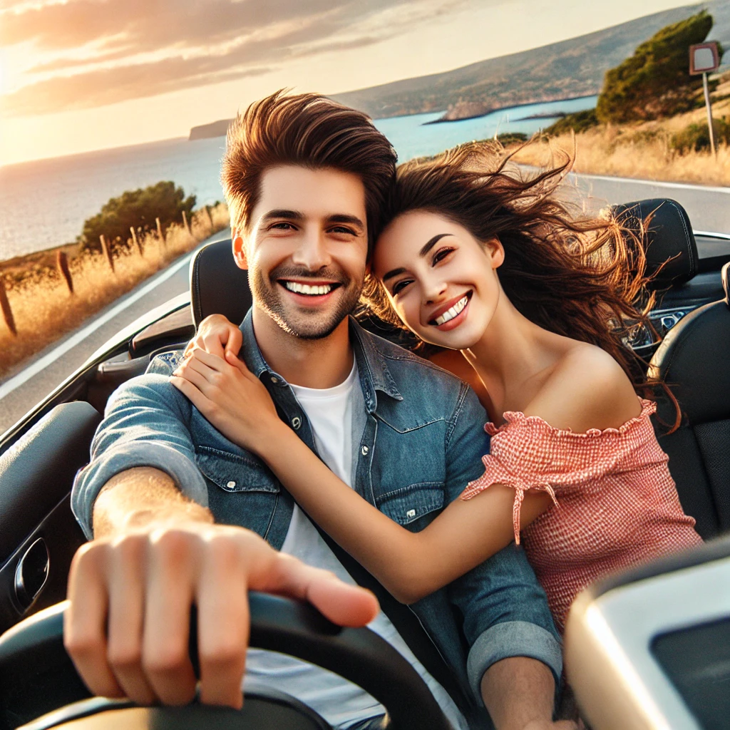 연인과 드라이브하는 사진입니다.