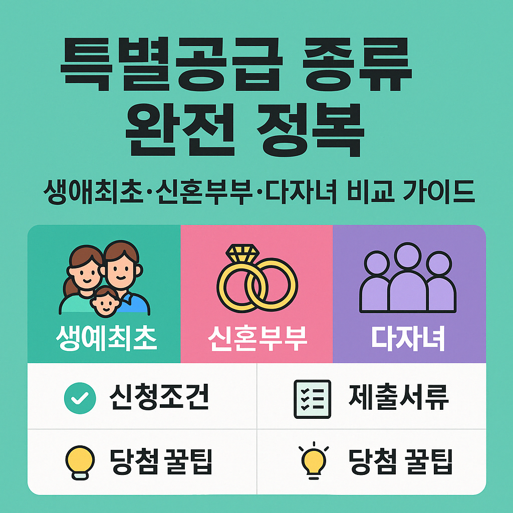 청약 특별공급 종류 비교