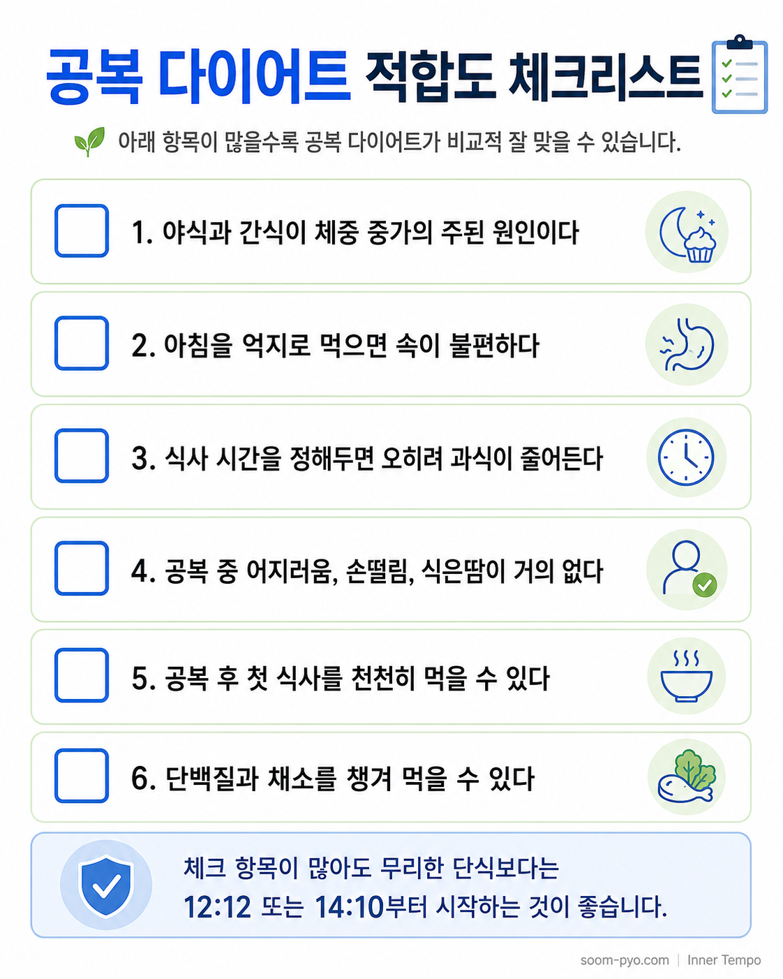 공복 다이어트 적합도 체크리스트