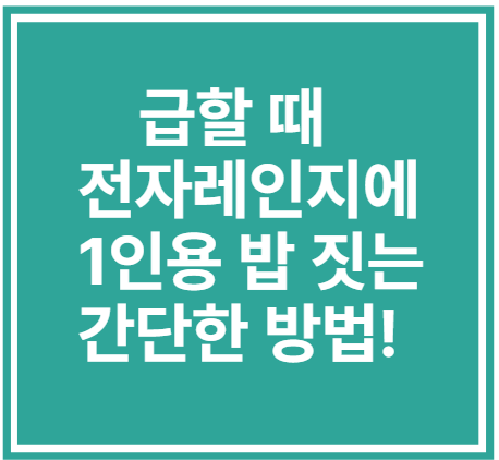 급할 때 전자레인지에 1인용 밥 짓는 간단한 방법!