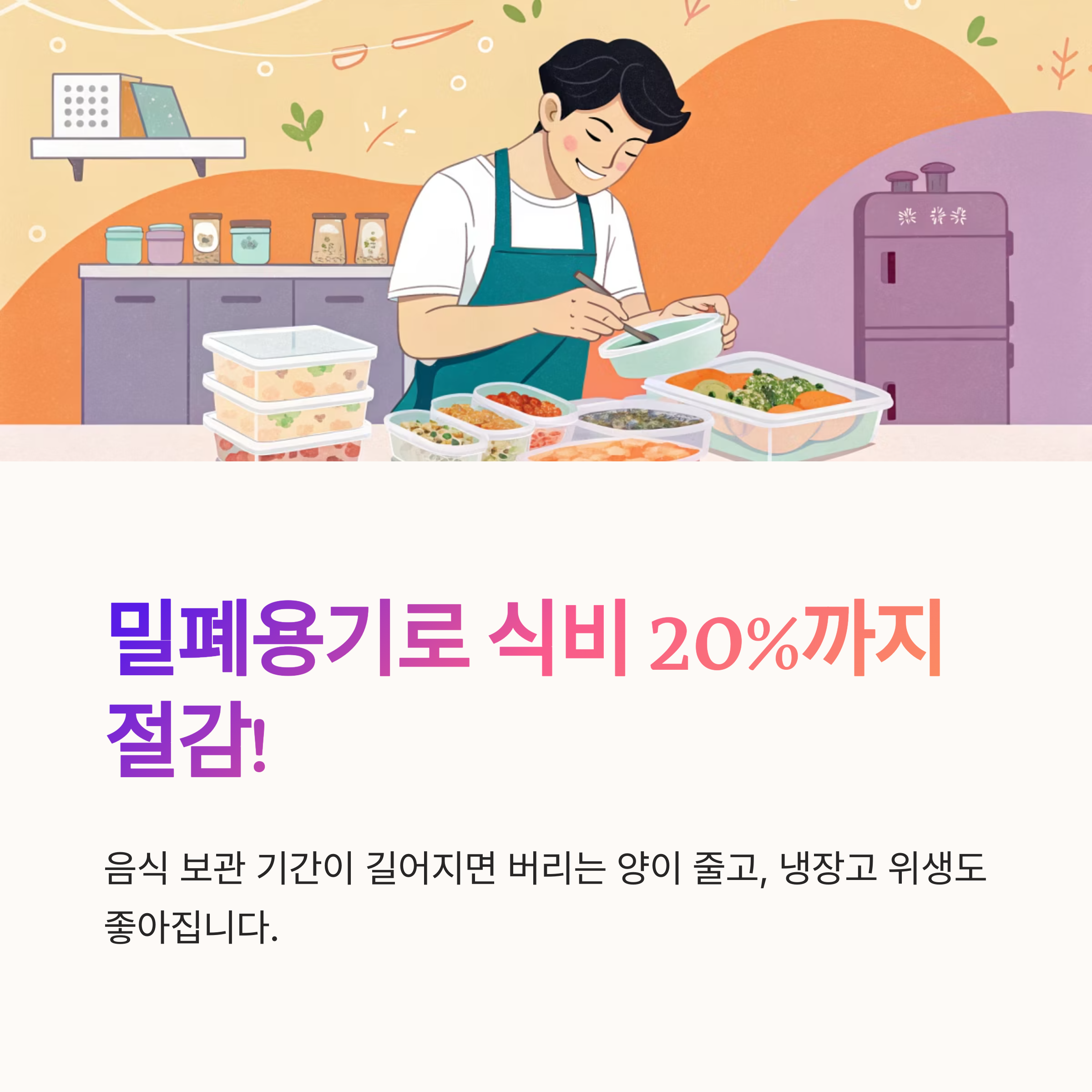 밀폐용기로 식비 20%까지 절감!