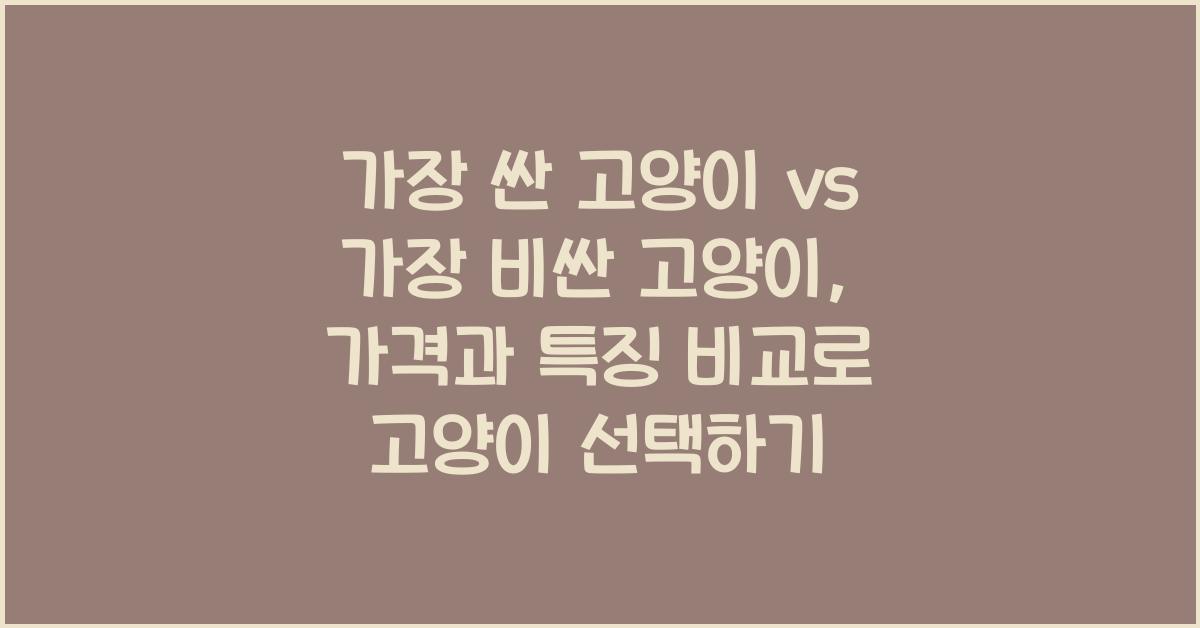 가장 싼 고양이 vs 가장 비싼 고양이, 가격과 특징 비교