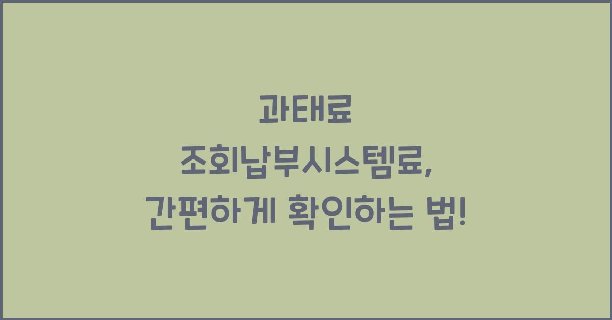 과태료 조회납부시스템료