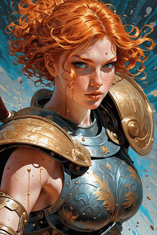 Playground AI로 생성한 그림(3) - 빨강머리 여전사