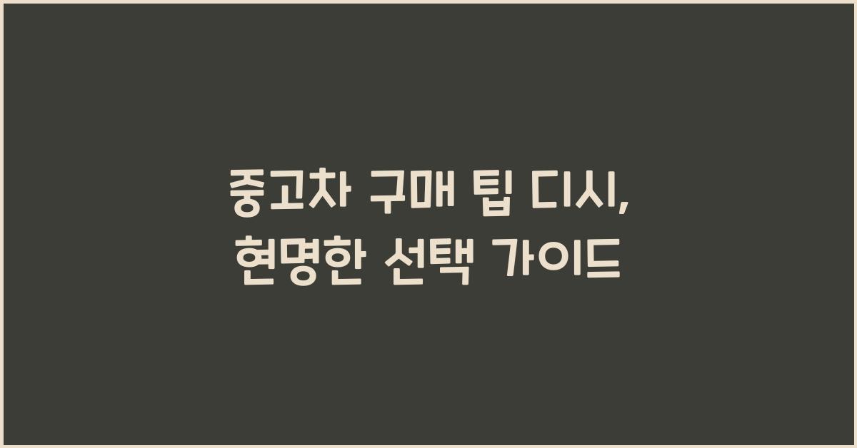 중고차 구매 팁 디시