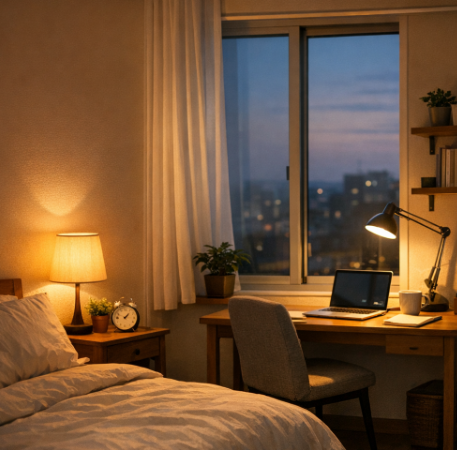 깔금하고 편안한 공간의 방안