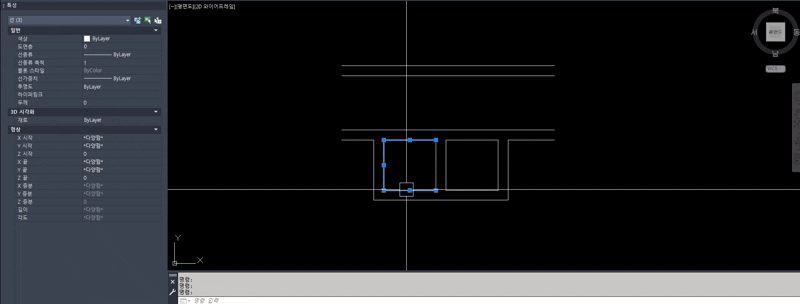 Auto Cad 에서 &quot;Boundary&quot;명령어를 사용하여 분리되어 있는 선의 영역을 폴리선으로 만드는 모습