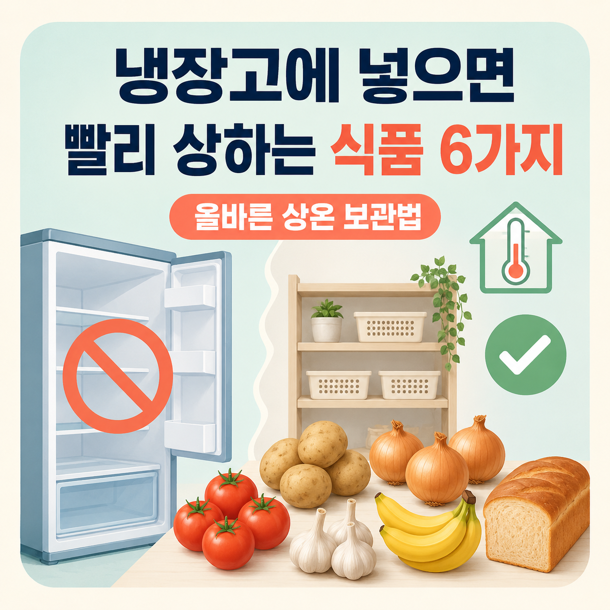 냉장고에 넣으면 오히려 빨리 상하는 식품 6가지와 올바른 상온 보관법