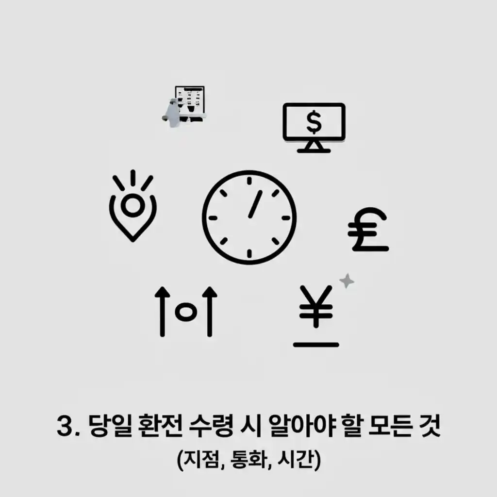 카카오페이 당일 환전 수령 시 지점, 통화, 시간을 포함한 핵심 정보 안내.