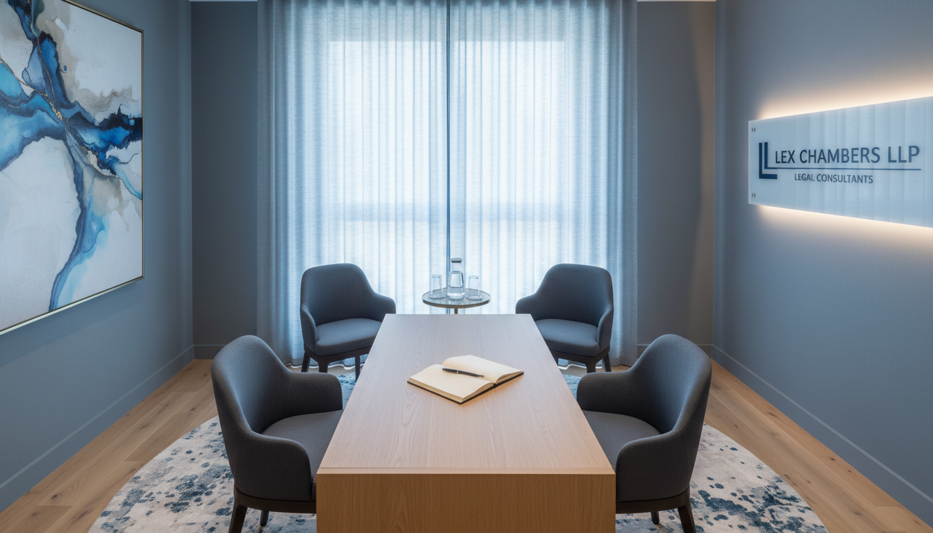 현대적이고 신뢰감을 주는 법률사무소 상담실 내부 전경