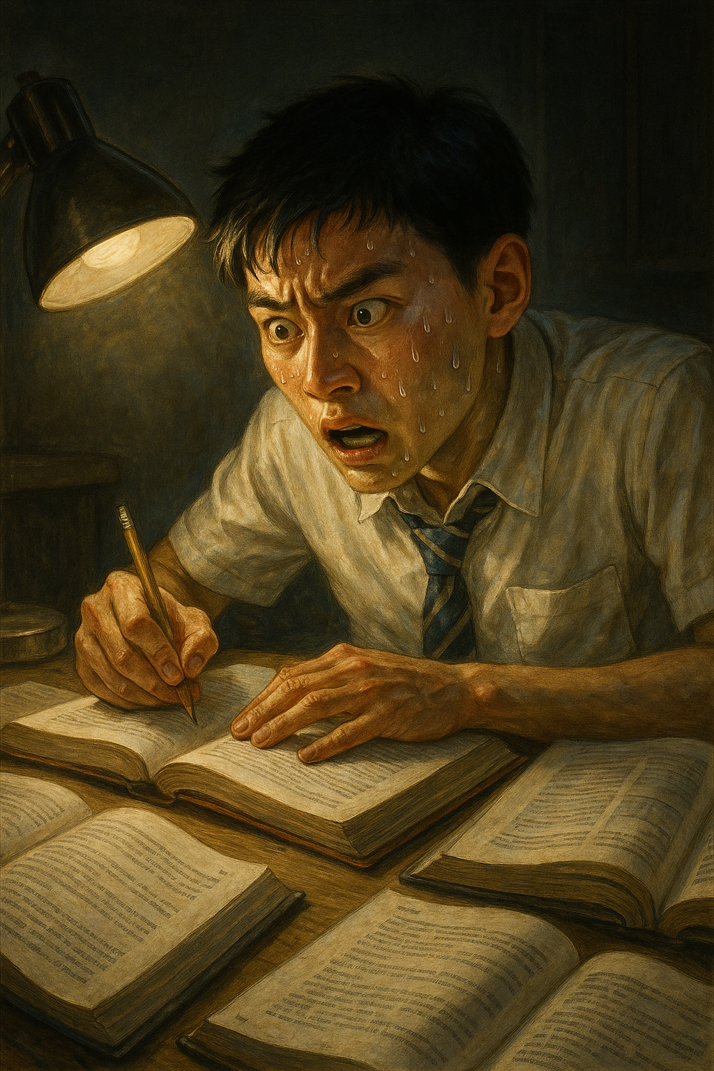 시험 전날 공부에 정신없는 수험생