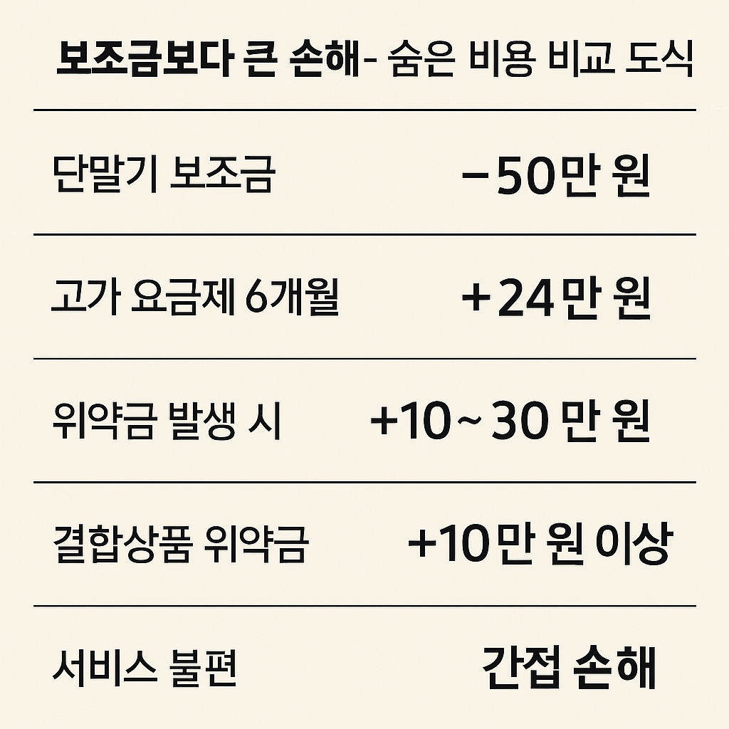 보조금보다 큰 손해 &ndash; 숨은 비용 비교 도식