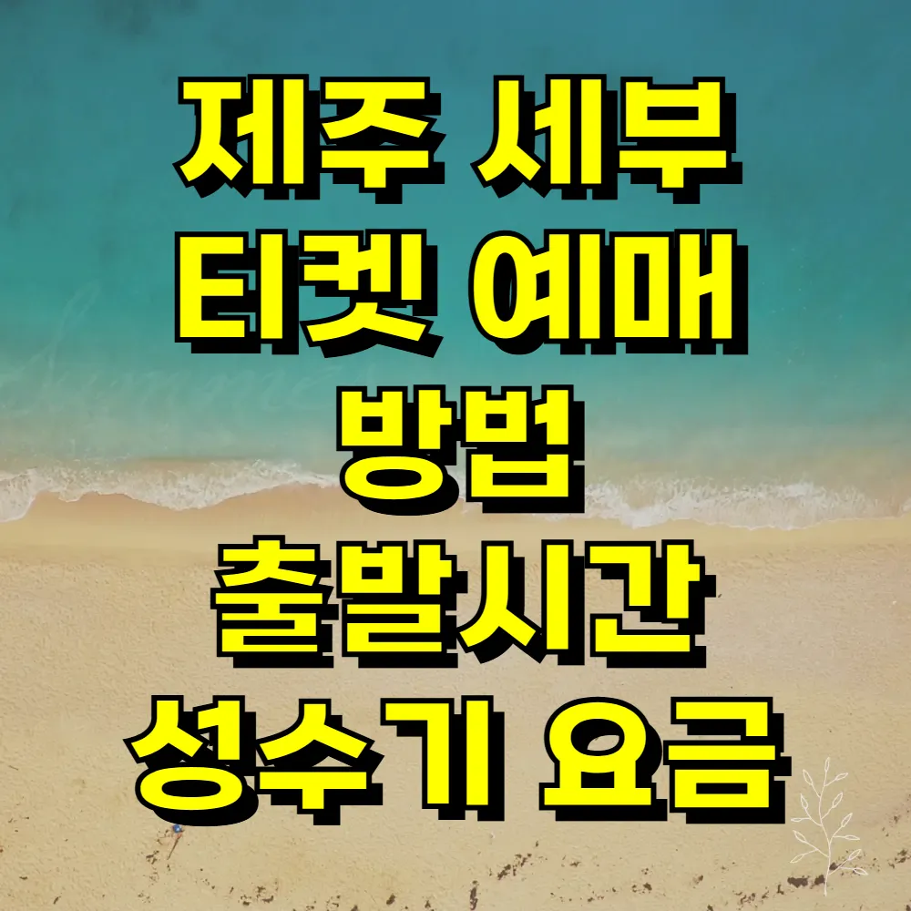제주 세부 티켓 예매 방법 출발시간 성수기 요금