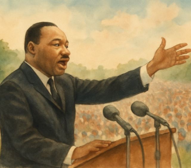 마틴 루터 킹이 연설하는 장면