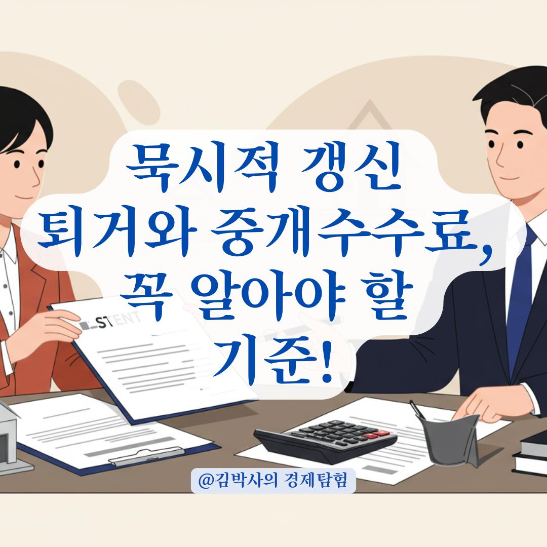묵시적 갱신 임차인의 퇴거 통보, 중개수수료 부담 기준과 대처법 알아보기.
