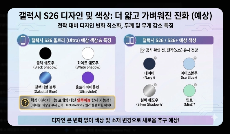 갤럭시 S26 출시일 및 가격 [스펙 유출 정보] 디자인 변화 및 핵심 기능 총정리