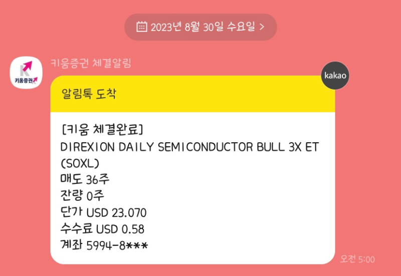 미국주식 무한매수법 SOXL 2-5주차 23.08.29 매매인증