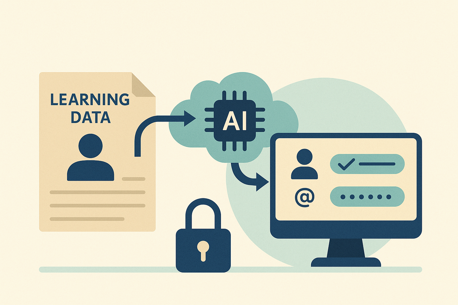 AI가 학습한 데이터에 포함된 개인정보가 출력되는 상황을 나타낸 일러스트