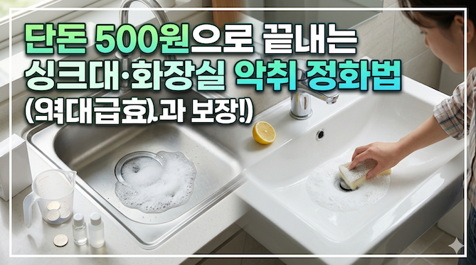 단돈 500원으로 끝내는 싱크대&middot;화장실 악취 정화법 (역대급 효과 보장!)