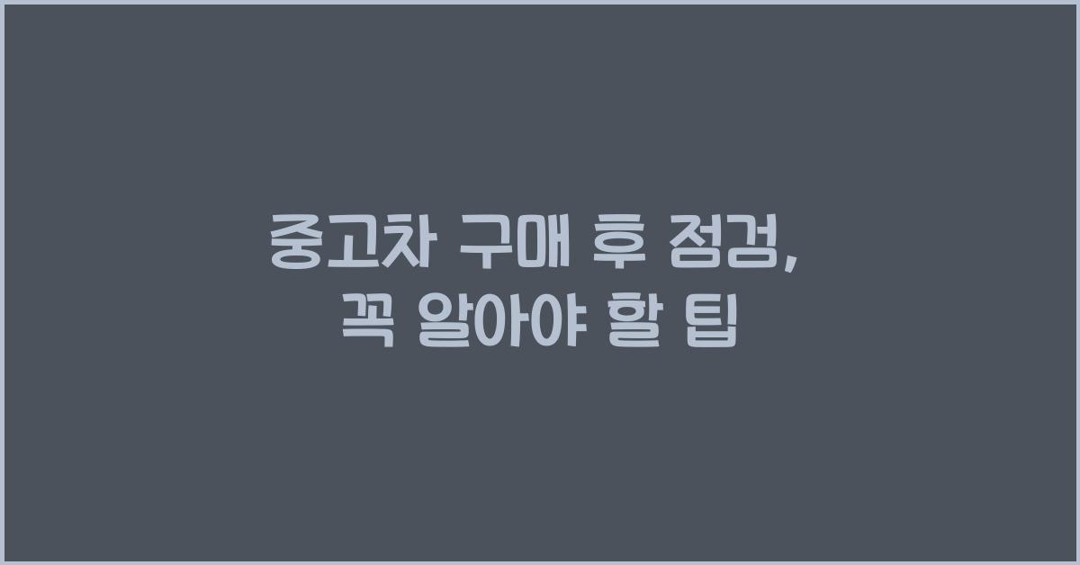 중고차 구매 후 점검