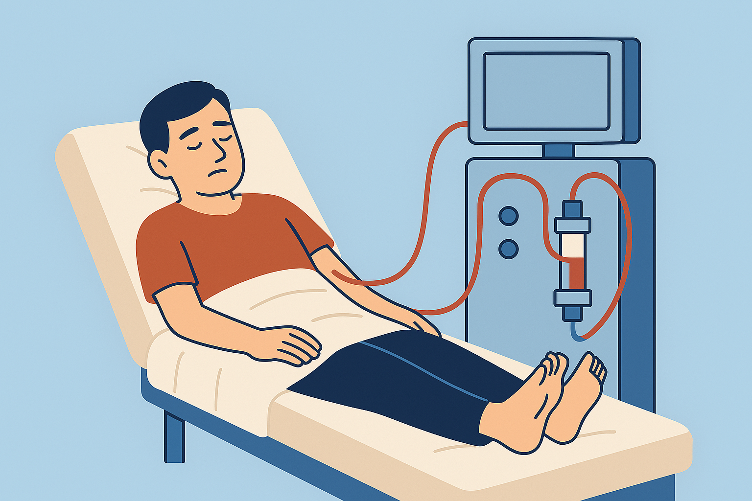 신부전 치료방법으로
투석받고있는 남자 이미지