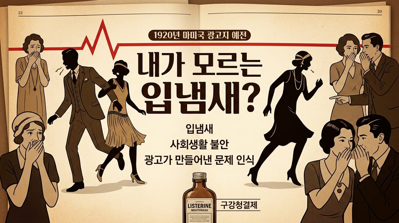 1920년대 광고가 입냄새를 인간관계의 불안으로 연결한 방식을 보여주는 인포그래픽
