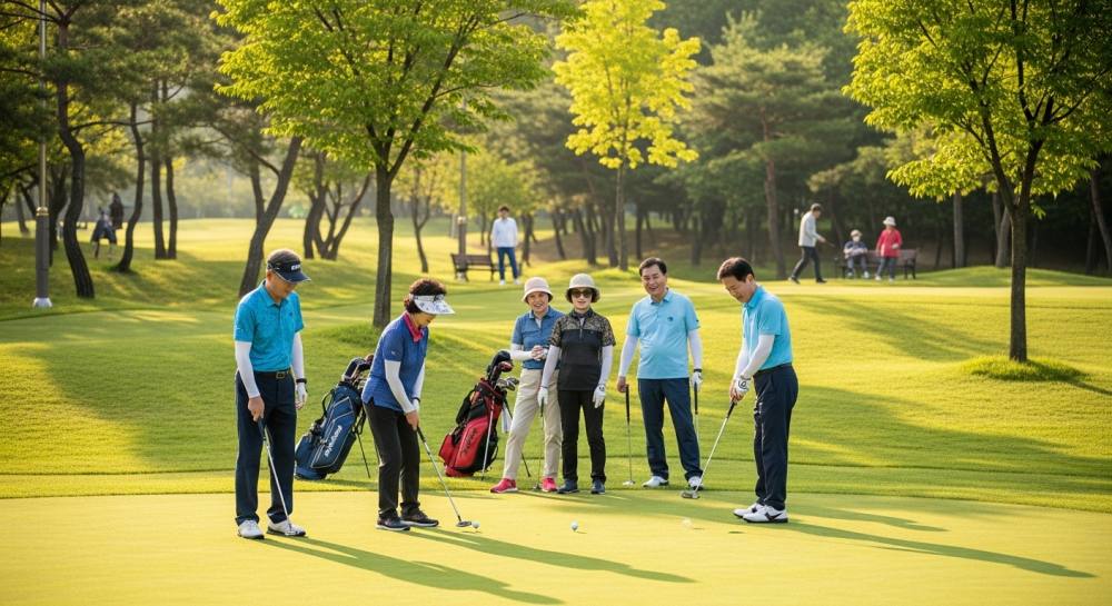 파크골프 즐기는 중장년층 사진
