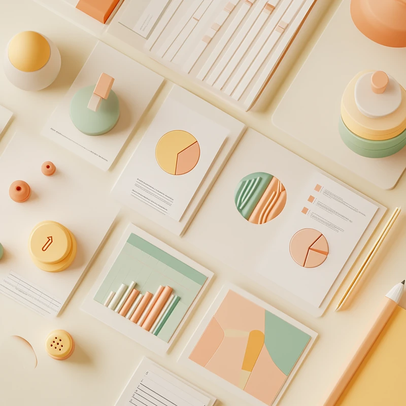 책상 위 다양한 ETF 티커와 비중이 적힌 카드 정리, 해외 ETF 포함 연금 포트폴리오, 글로벌 투자, 자산 분배, 효율적 투자 전략